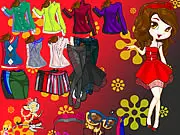 Screenshot of the Dora Doll Dressup game showing the Dora character ready to be dressed in glamorous clothes for a celebrity singing performance. Play free online.
