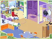 Good Morning free online game screenshot, point and click puzzle in a messy bedroom scene on PlayArcadeHub