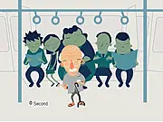 Bus Passenger online game, old man trying to keep his balance on a moving city bus