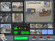 Screenshot of J'ackuse online game showing a crime scene with clickable evidence or clues