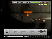 Screenshot from Killer Affairs: The Vindictive Vendetta game showing the protagonist shooting enemies amidst an explosion of action and mayhem.