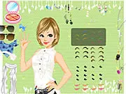 An animated girl with elegant, curled hair and a sparkling tiara, showcasing a glamorous prom hairstyle in the online game.