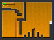 Agent Platformer online game showing the secret agent character flying with a rocket pack over platforms, collecting fuel coins