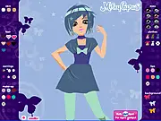 Miley Cyrus Dress Up game screenshot showing the singer in a fashionable outfit, a free celebrity and fashion online game on PlayArcadeHub.