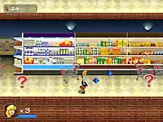 Screenshot of The Tuttles family adventure game, showing several cartoon characters from the Tuttle family standing on platforms with spikes and collectible items nearby.