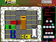 Christmas Car Rush game, red sports car puzzle online, play free sliding block game on PlayArcadeHub
