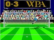 Play Penalty Shootout Free Kick online game; Football player taking a penalty shot; Goalkeeper saving a free kick in a free online game