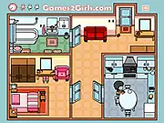 Sleepy Morning free online puzzle game screenshot showing a girl in a bedroom trying to get ready with several household items nearby