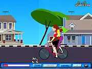 Cycling Kiss free online game, secret kissing game on bike, play cycling couple game online