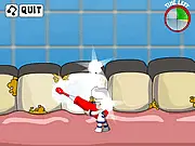 Screenshot of the Sonicare for Kids online game showing a virtual toothbrush cleaning cartoon teeth covered in germs.