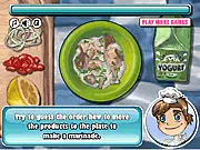Perfect Chicken free online cooking game screenshot showing ingredients like tomatoes, onions, and garlic being chopped for a chicken recipe