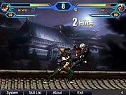 King of Fighters Wing free online fighting game screenshot showing two fighters, Kro and K, engaged in a special move battle