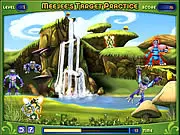 Meejee's Target Practice game screenshot, play free survival shooter online, fighting enemy waves on PlayArcadeHub