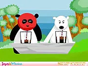 Suco Polar game screenshot, free online speed competition game where a polar bear and a panda race to finish a glass of juice