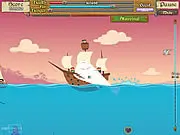 Moby Dick game screenshot showing the white whale swimming and eating an octopus, classic survival game online free