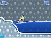 Snow Truck 2 game screenshot, play free online truck driving game, vehicle carefully balancing on a snowy hill