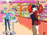 Secret Kisses 2 free online game screenshot, young couple secretly kissing at a mall, romance and stealth game, PlayArcadeHub