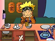 Naruto Noodle Challenge Online game logo, serving stretched noodles to the anime character Naruto Uzumaki, play free online game