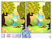 Easter Bunny Differences free online game screenshot, spot the difference puzzle, festive holiday game