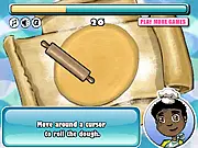 New York Thin Crust Pizza Maker game screenshot, adding toppings to a thin crust pizza, virtual New York style pizza building