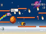 Nyan Cat: Lost in Space free online game, endless runner, pixel art cat, rainbow trail, space, collect food