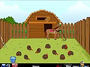 Wild Turkey Escape online game, free Thanksgiving point-and-click escape game, help turkeys escape the farm, PlayArcadeHub