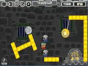 The Vault Job free online game screenshot, solving a physics puzzle with a large rolling vault door, challenging brain game