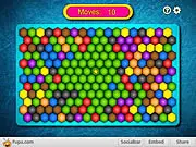 Screenshot of the Colonization Hex game board showing a map filled with various colored hexagonal grids and a central home grid marked with a flag.