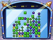 Colorblock game screen, colorful geometric blocks being placed into a grid matrix in an online puzzle game