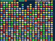 Smiley Popper Online Game screenshot showing groups of colorful smiley faces ready to be popped