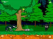 Screenshot of Ninja Delivery game showing the cartoon ninja character attempting to pass a guarded obstacle, with a few highlighted clickable objects.