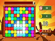 Screenshot of Gem's Home free online matching puzzle game with colored gems and Fire State effect