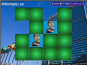 Screenshot of Pair Mania - Politics memory game showing a grid of face-down cards and two face-up cards with matching political figures/pictures.