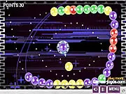 Loca Ball free online puzzle game screenshot, aiming to explode colored balls
