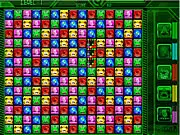 Brain Freeze game screen showing colorful virus tiles being matched inside an image of a brain, free online match-3 puzzle game