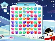 Winter Gems Match 3 online game board filled with colorful, winter-themed gems, with an active match ready to be scored.