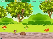 Family of Squirrels free online game showing a line of squirrels running through a forest and jumping over obstacles