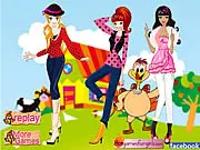 Play Posy Teens Thanksgiving Dress Up free online game, featuring stylish teens choosing autumn outfits for holiday party.