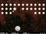 Moon Ball free online breakout game: control the moon to shoot and bounce stars to destroy space blocks and collect power-ups on PlayArcadeHub