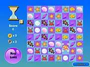 Black Sea's Treasure free online game screenshot, showing a match 3 puzzle grid with fish, starfish, and other sea items, along with a coin counter