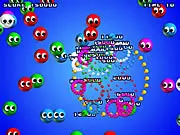 BalliePop! 60 free online skill game showing a player aiming pellets at colorful Ballies while avoiding the black Ballie target