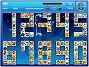 Screenshot of the Happy Zoo match game showing colorful animal tiles being connected, with various power-up icons visible on the interface. Play free online puzzle game.