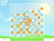 Animal Carousel puzzle game screen showing a circular grid with sections featuring cartoon animals like cats and dogs, ready to be spun and matched.