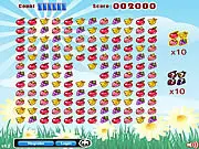 Screenshot of FruitRush free online match-3 puzzle game showing a grid of colorful fruits and cleared icons