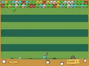 BubbleGame Classic free online puzzle game screen showing a cannon aiming a colored ball at a large cluster of other colored balls