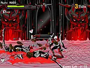 Screenshot of Khronos violent sidescroller game showing a character performing a hack and slash combination attack against multiple enemies