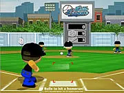 A baseball player taking a mighty swing at the plate in the Pinch Hitter 2 online sports game