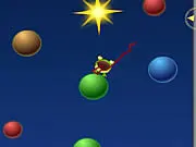 Jabo the Frog free online game screenshot - frog using tongue as a grappling hook to swing to a shining star