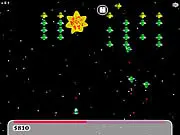 Galax game screenshot, a spaceship shooting enemy ships and dodging bullets in a classic vertical space shooter online