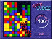 Spore Cubes game screenshot, free online strategic block-clearing puzzle game